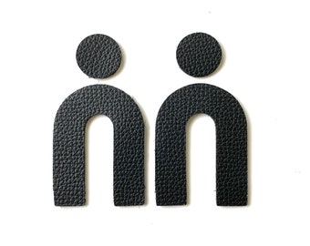 Black Leather Rainbow Layered Pre Cut Earring Blanks • Luxe Pebbled Leather Wholesale Pendants • Leather Die Cut Teardrop Shapes