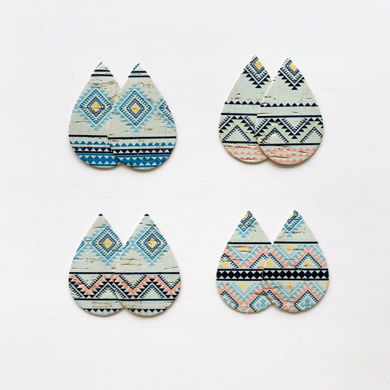NEW Modern Diamond Geometric Cork Fabric Teardrop Earring Etsy