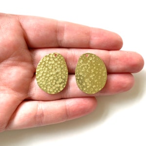 NEW! Hammered Oval Brass Pendants, DIY Earring Pieces, Wholesale Brass Gold Connectors, Earring Blanks, Supplies for Earring Making