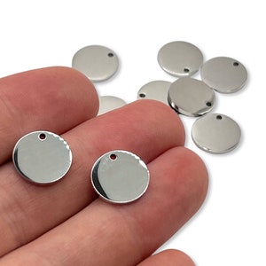 Silver Stainless Steel Circle Disc Engraving & Stamping Jewelry Blanks • Quick Shipping USA • Wholesale Anti-tarnish Jewelry Tags 10/13mm