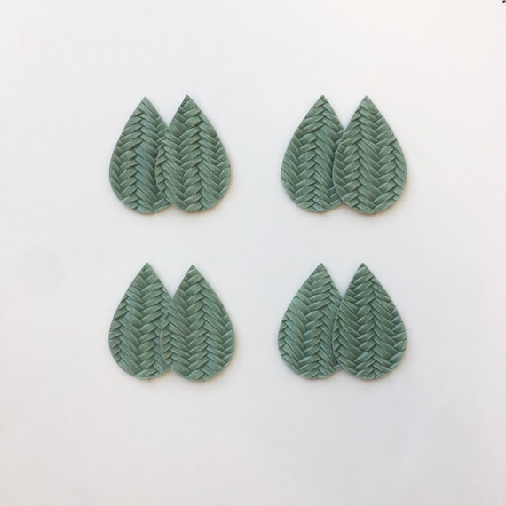 Seafoam Braided Leather Teardrop Earring Supplies, Teardrop Shapes, Genuine Leather, Earring Making, Wholesale Leather Teardrops