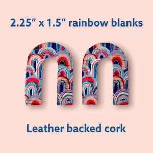 Colorful Rainbows Leather Backed Cork Rainbow Earring Blanks, Die Cut DIY Earring Arch Shape Pendants