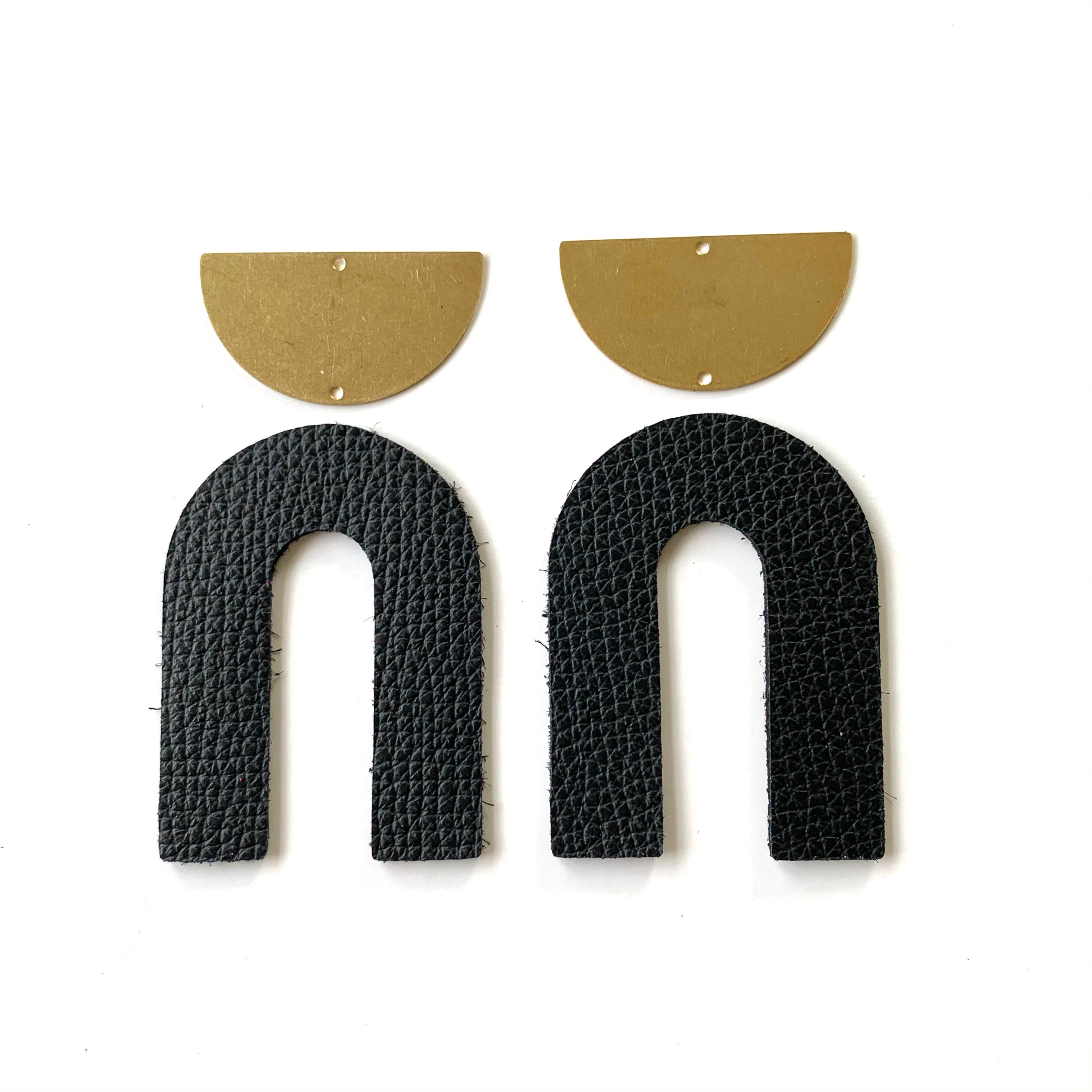 New Tiny Circle DIY Earrings Black Luxe Leather/Brass Rainbow Shape Teardrop Earring Blanks Die Cut Wholesale Earring Shapes Bundle