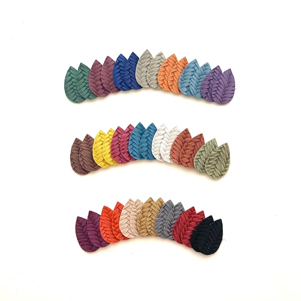 Tiny Small FALL 2020 COLORS Fishtail Braided Leather Teardrop Sample Pack, Embossed Leather Earring Shapes, Diy Die Cut Earring Blanks