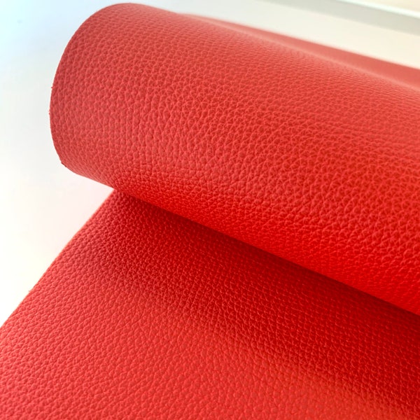 Leather FLAME SCARLET Red Luxe Genuine Leather Sheet 12"x12" - Finished Suede Back, Spring Summer Pantone 2020 Leather for DIY Earrings