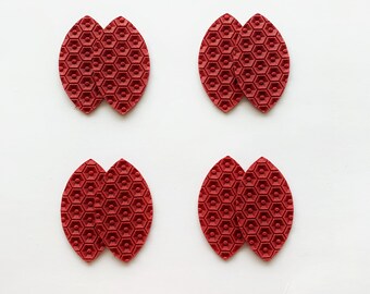 New! True Red Beehive Leather Teardrops, Earring Pendants Leaf Shapes, Braided Genuine Leather, Wholesale Teardrop, DIY Leaf Earrings