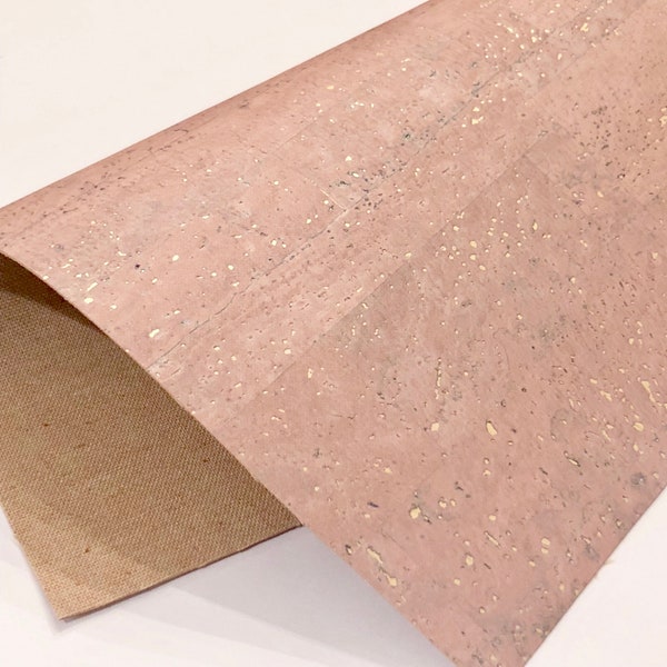 FOGLIO ROSE GOLD Cork Fabric 12x12" per gioielli fai da te, accessori, fiocchi per capelli, artigianato, scarpe, pelle vegana, sughero naturale, tessuto eco-amichevole