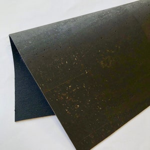 SOLID BLACK Cork Fabric 12x12&quot; sheet for DIY Earrings, Hair Bows, Crafts, Shoes, Purses, Leather Alternative - Eco Friendly, All Natural