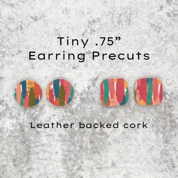 NEW! Fall Colorful Confetti Earring Precuts - Small Tiny Circles & Squares Shapes - Cork on Cowhide - Leather Backed Cork DIY Teardrops 2023