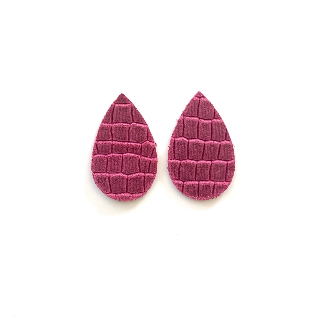 NEW! Tiny Teardrop Raspberry Gecko Skin Leather Teardrop Earring ...