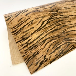 TIGER PRINT Cork fabric 12x12&quot; sheet for DIY Earrings, Jewelry, Hair Bows, Crafts - Animal Print All Natural Cork Fabric Leather Alternative