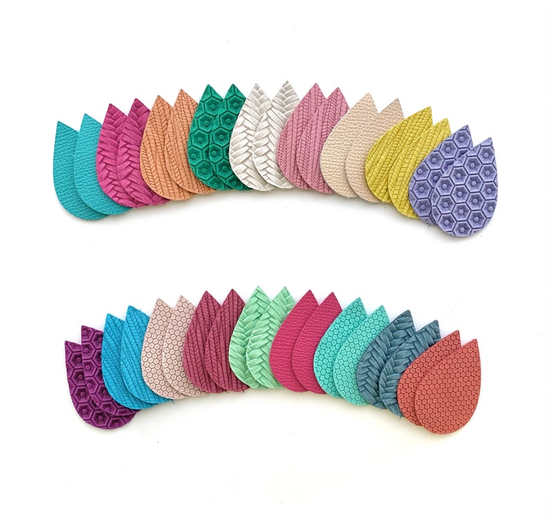 New Summer Colors Leather Teardrop Sample Pack, Pre Die Cut Earring Blanks for DIY Earrings, Tear Drop Shapes Wholesale Trendy Blanks 2021 画像 1