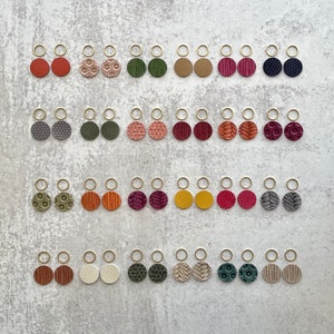 New! Fall Autumn Earth Tone Colors .75&quot; Tiny Leather Circle DIY Earring Blanks with Brass 12mm connectors Sample Pack, Wholesale teardrops