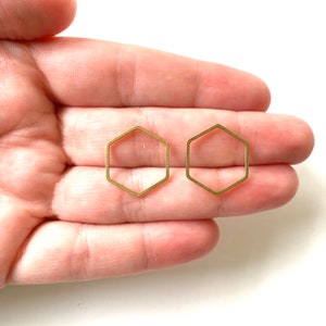 NEW! Hexagon Brass Pendants, DIY Earring Pieces, Wholesale Geometric Brass Gold Connectors, Earring Blanks, Supplies for Earring Making