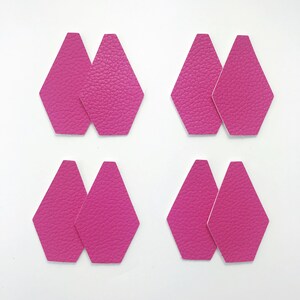 Hot Pink Modern Geometric Vegan Leather Teardrop Shapes 4 pairs, Earring Making Supplies, Leather Alternative Teardrops, Wholesale