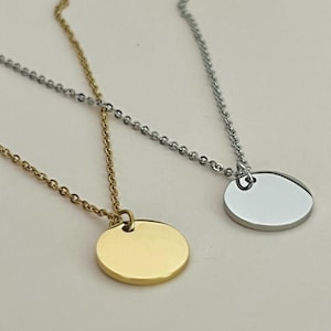 Circle Disc Necklace for Laser Engraving, Gold Silver Blank Disc Necklace, Stainless Steel Mirror Finish Necklace Blanks - USA Supplier
