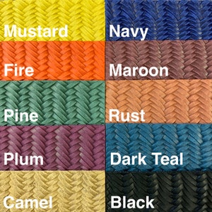 Fall Fishtail Braided Embossed Leather Sheets, Wholesale Leather Sheets for Earrings, Projects, Shoes - Mustard, Black, Plum, Navy, Teal