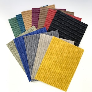 Braided Fishtail Genuine Leather Sheets for Earrings, Solid Fall Colors SAMPLE PACK, Embossed Wholesale Cowhide, Black Gray Brown Navy Red