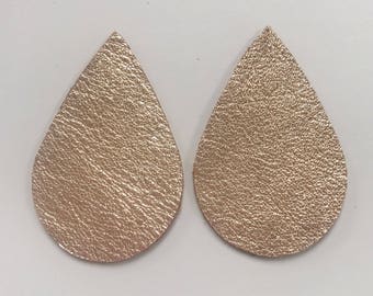 Rose Gold Metallic Genuine Leather Teardrops, Earring Jewelry Making Supplies, Leather Earring Supply, Metallic Tear Drops, Leather supplies