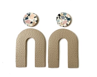 New! Gold Luxe & Marbled Clay Leather Rainbow Shape Teardrop Earring Blanks, Tiny Circle DIY Die Cut Wholesale Earring Shapes Bundle
