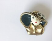vintage brooch lady brooch hat brooch 30s brooch