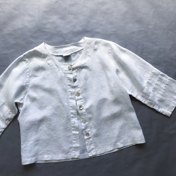 vintage linen blouse white linen linen jacket lin… - image 5