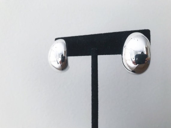 vintage silver earrings silver tone minimalist ea… - image 3