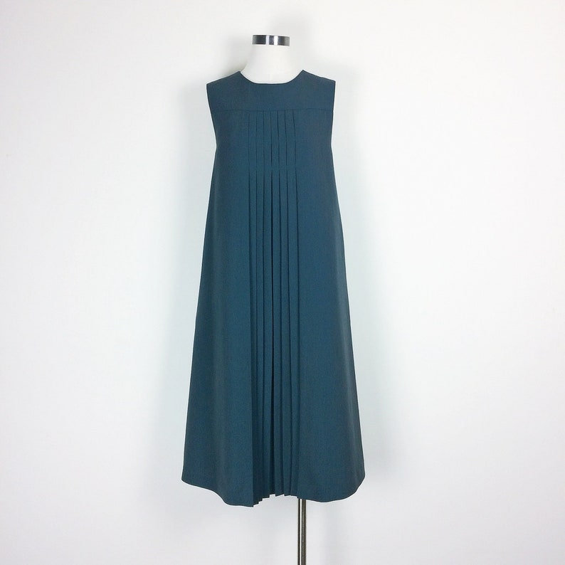 vintage maternity dress pleated pinafore dress maxi dress overall dress size SM Made in USA