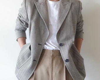 vintage blazer Michael Kors blazer double chested double breasted fitted jacket classic design striped minimalist capsule wardrobe size M