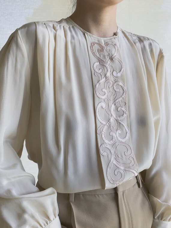 vintage silk blouse minimalist silk top silk shir… - image 3