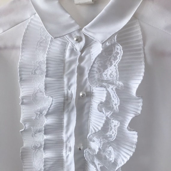 vintage blouse jabot blouse ruffle chest lace blouse … Gem