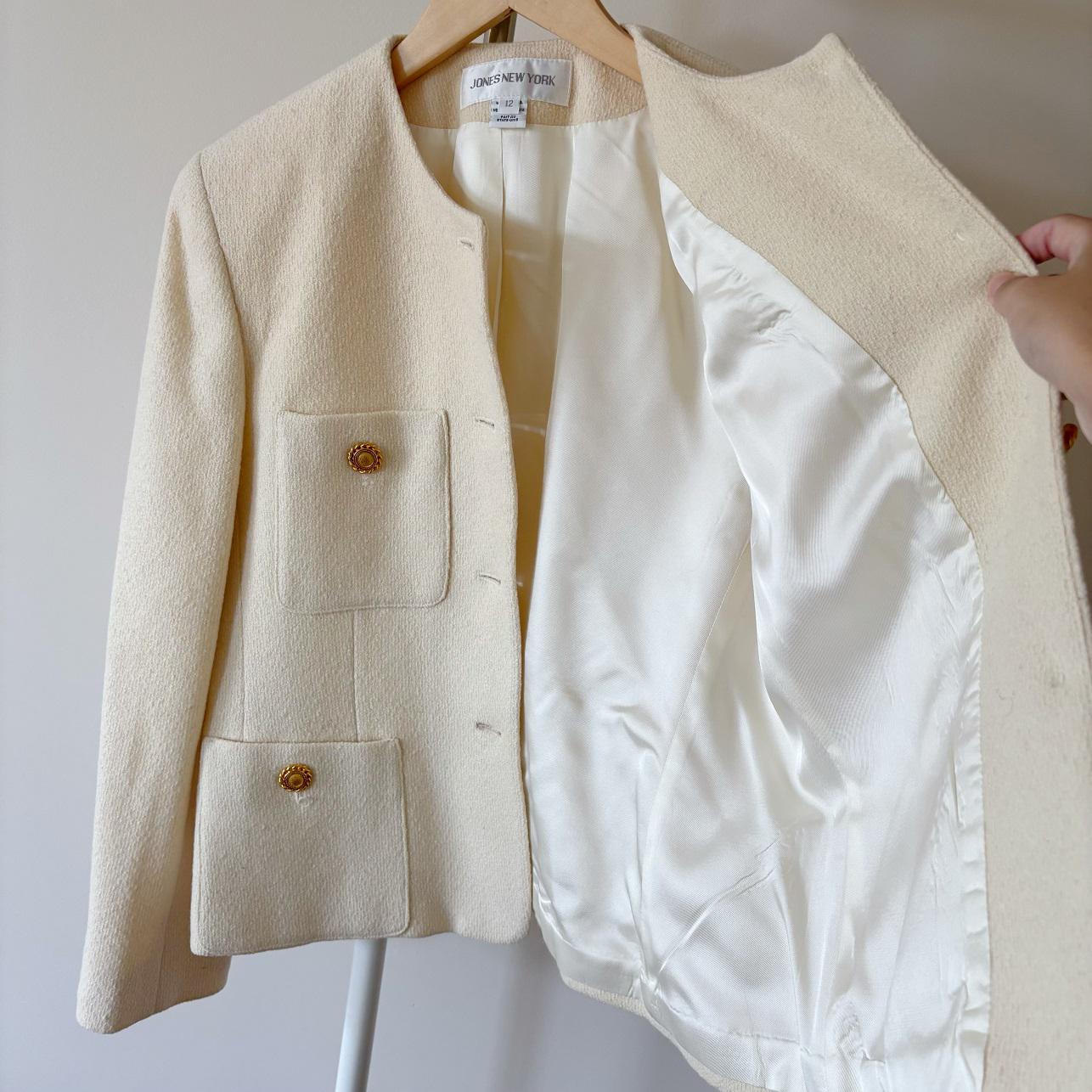 Vintage Wool Blazer Wool Jacket White Jacket Classic Design 90s