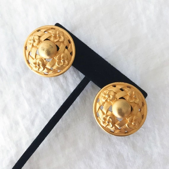 vintage earrings golden earrings stud earring shi… - image 4