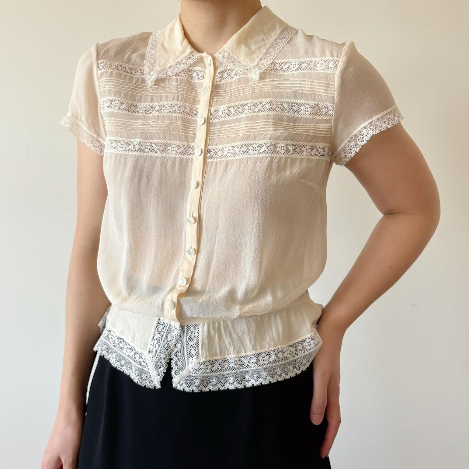 Cream Lace Blouse - Etsy