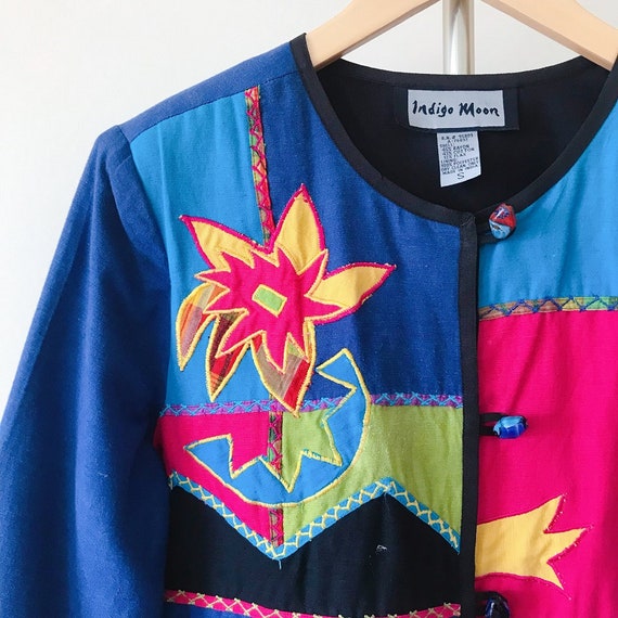 vintage jacket patchwork jacket floral embellishe… - image 5