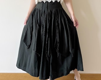 vintage skirt sun skirt circle skirt maxi skirt midi green boho bohemian prairie skirt retro vintage style cotton 90s size S/M