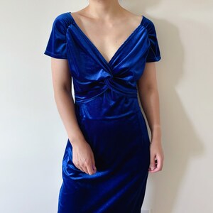 Vintage Dress Velvet Dress Midi Dress Pencil Skirt Party Dress Royal Blue  Maxi Dress Long Dress Cocktail Formal Twisted Chest Size M - Etsy