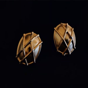 vintage earrings golden earrings statement earrings gold earrings chunky earring woven earrings big oval earrings cocktail costume earrings