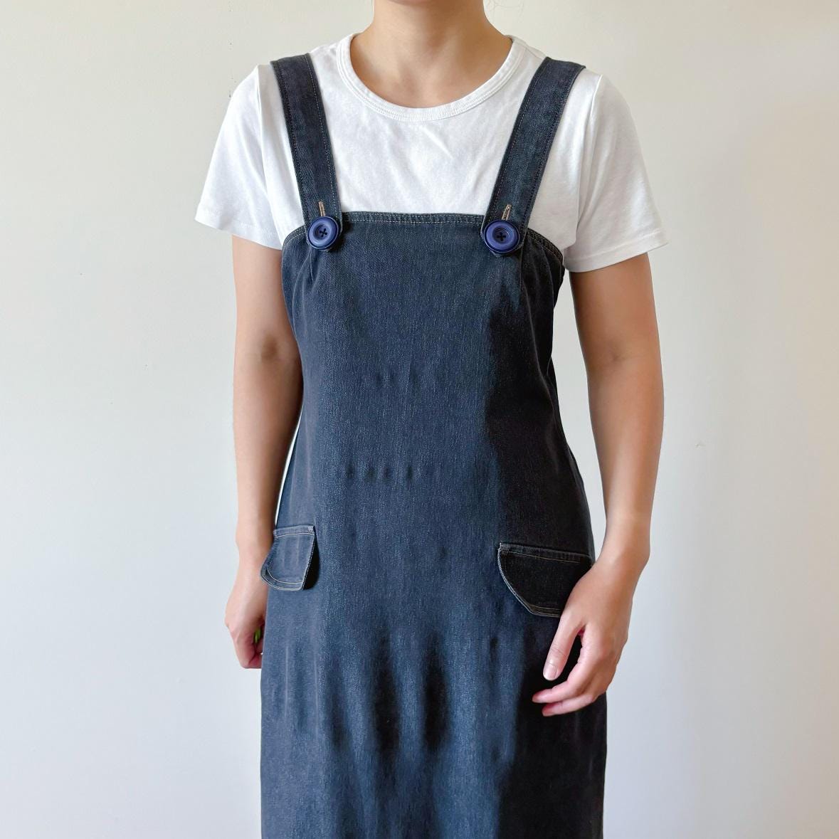 ladies pinafore denim dress AE Denim Pinafore Mini Dress