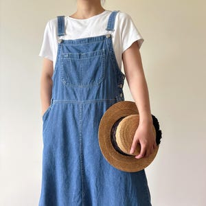 llbean denim dress Vintage Long Loose Denim Pinafore Dress Market Dress Maxi Dress Midi Dress Shirt Dress Blue 90s Y2K Retro Vintage Style 'Tinsley' Sleeveless Denim Maxi vid_mj120526 Long denim shirt dress Custom Size:M