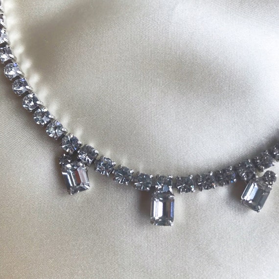 vintage necklace rhinestone necklace silver state… - image 5