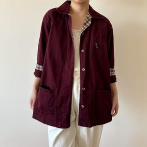 vintage jacket utility jacket cotton red burgundy vintage coat vintage blazer barn outfit 90s retro vintage style size M