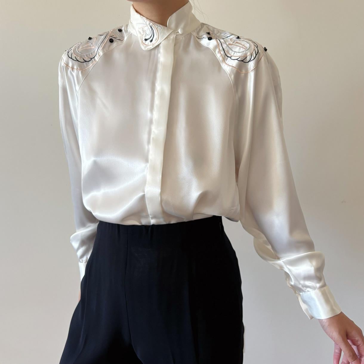 90s Satin Blouse - Etsy