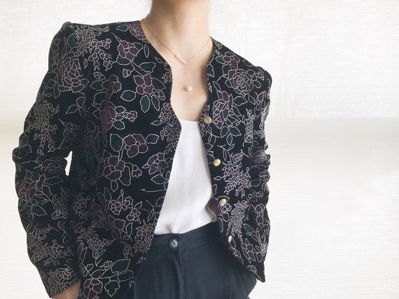 vintage blazer black blazer floral blazer jacket … - image 3