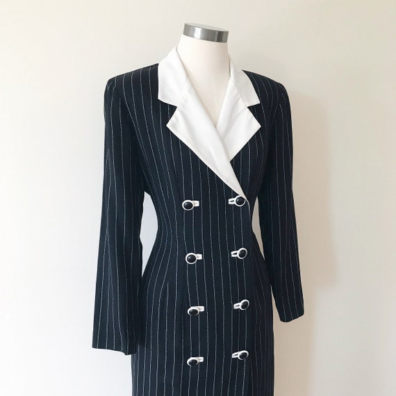 vintage dress striped dress double chested double… - image 6