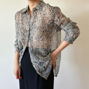 vintage python sheer shirt blouse Sheer Snake Top - Etsy Australia