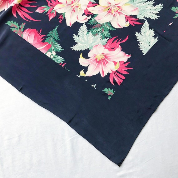 vintage silk scarf floral scarf lily silk scarf n… - image 10