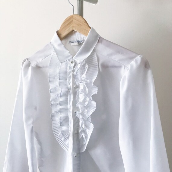 vintage blouse jabot blouse ruffle chest lace blouse … Gem