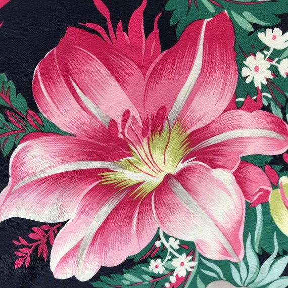 vintage silk scarf floral scarf lily silk scarf n… - image 8