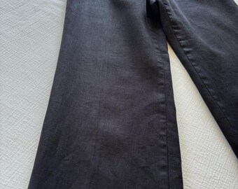 Vintage Linen Pants Black Relaxed Pants High Waist Vintage